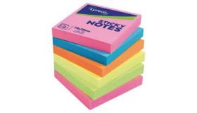 Lyreco memoblokken, 5 felle kleuren, herkleefbaar, per 6