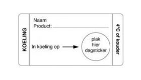 Afwasbare sticker koeling 250/rol, per stuk