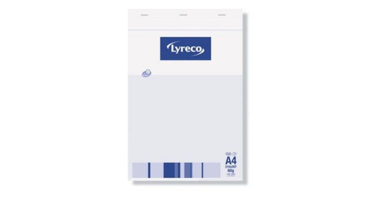Lyreco schrijfblok A4 gelijnd geniet 100 vellen