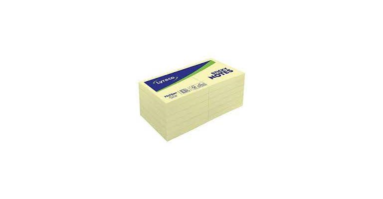 Lyreco Sticky Notes, geel, 75 x 75 mm, pak van 12